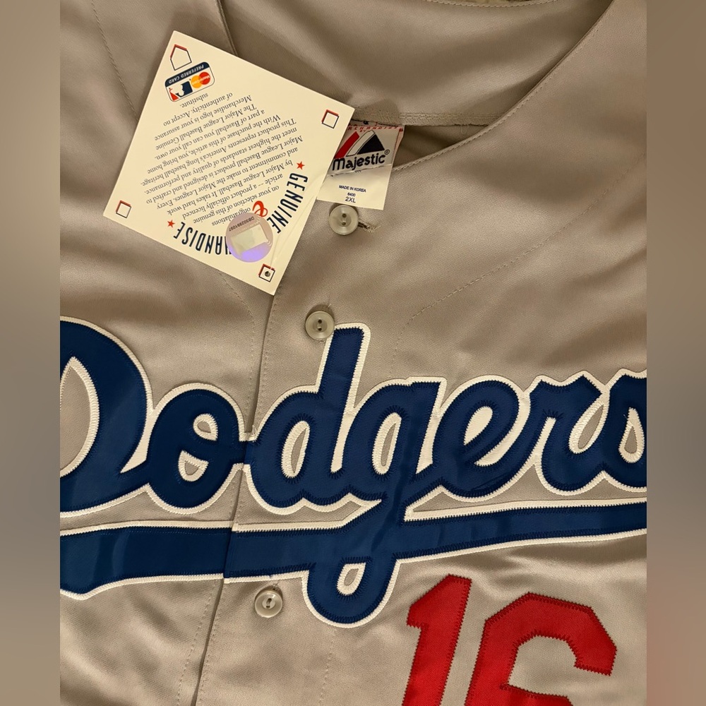Majestic Authentic LA Dodgers Road Hideo Nomo #16 Japan MLB Jersey Men’s Sz: XXL - Picture 4 of 6